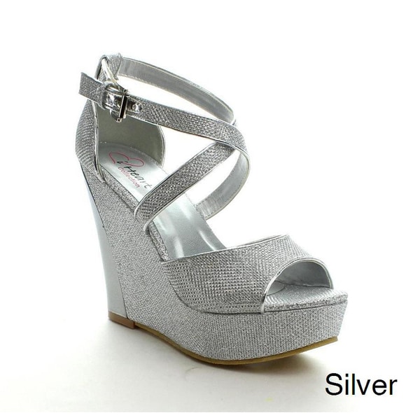 I Heart Collection Women's 'Aranza' Glittering Platform Wedges Wedges