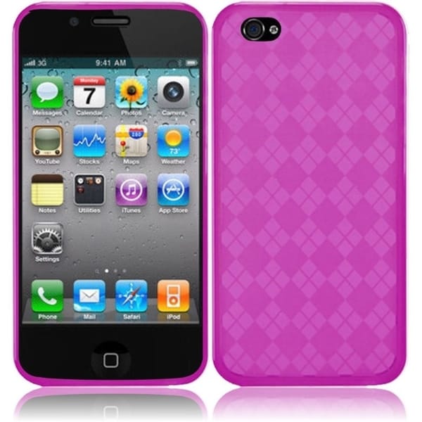 INSTEN Pink Argyle TPU Rubber Candy Skin Phone Case Cover for Apple