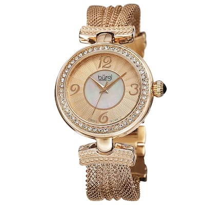 Burgi Women's Swiss Quartz Dial Mesh Gold-Tone Bracelet Watch