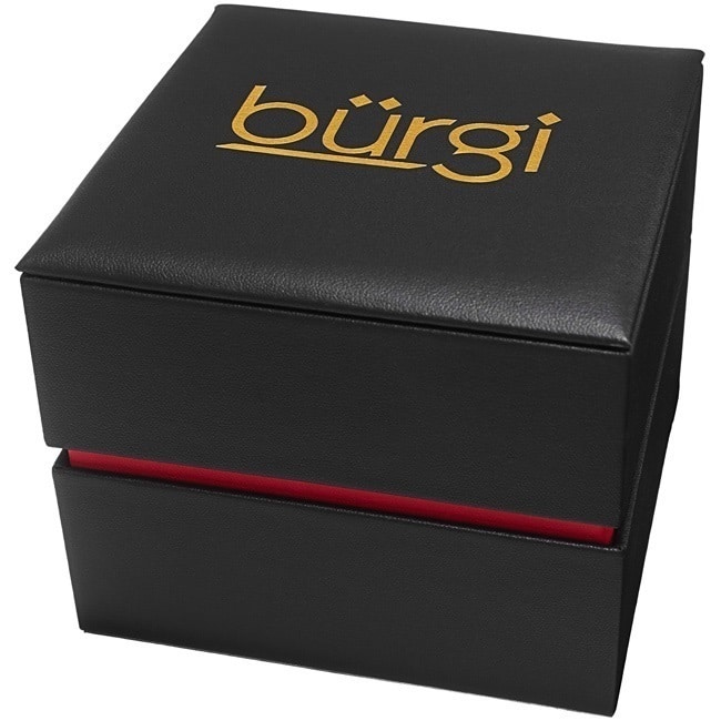 Burgi Women's Crystal-Accented Quartz Multifunction Leather Strap Watch