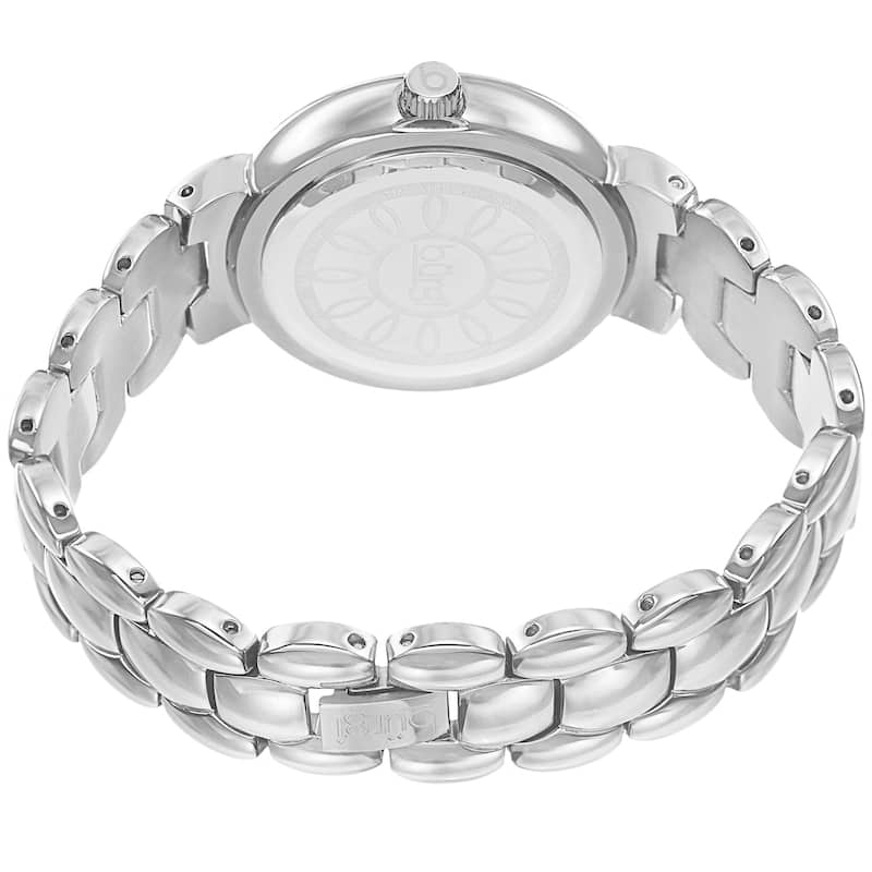 Burgi Women's Swiss Quartz Diamond Stainless Steel Silver-Tone Bracelet Watch