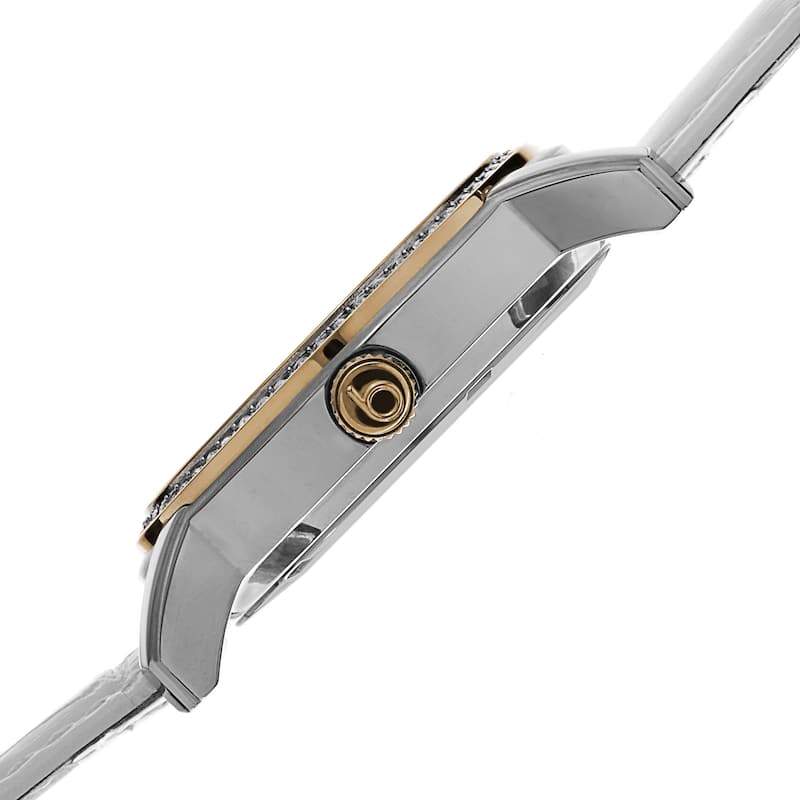 Burgi Women's Quartz Diamond Dial Multifunction Leather Gold-Tone Strap Watch