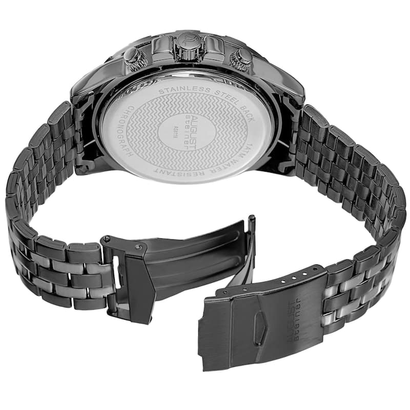August Steiner Men's Swiss Quartz Chronograph Watch with Stainless Steel Bracelet
