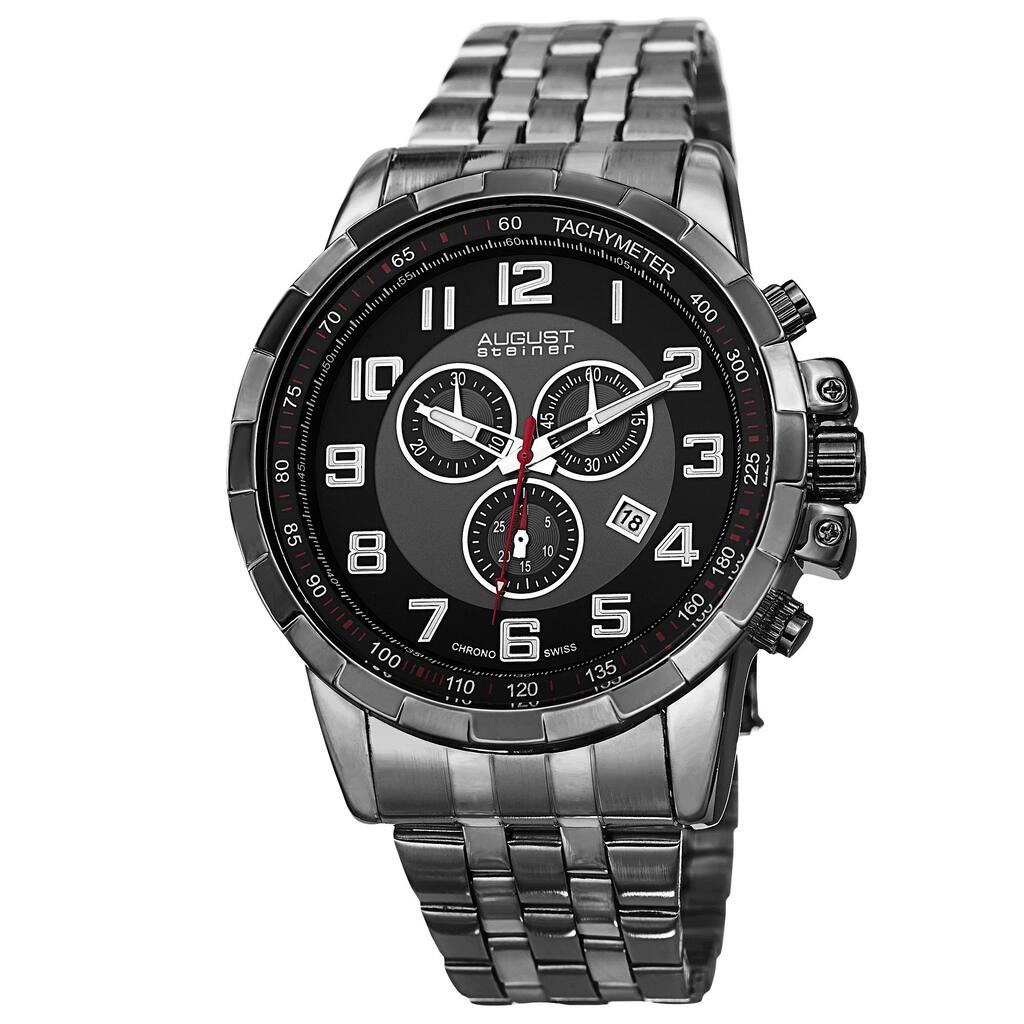 August Steiner Men's Swiss Quartz Chronograph Watch with Stainless Steel Bracelet