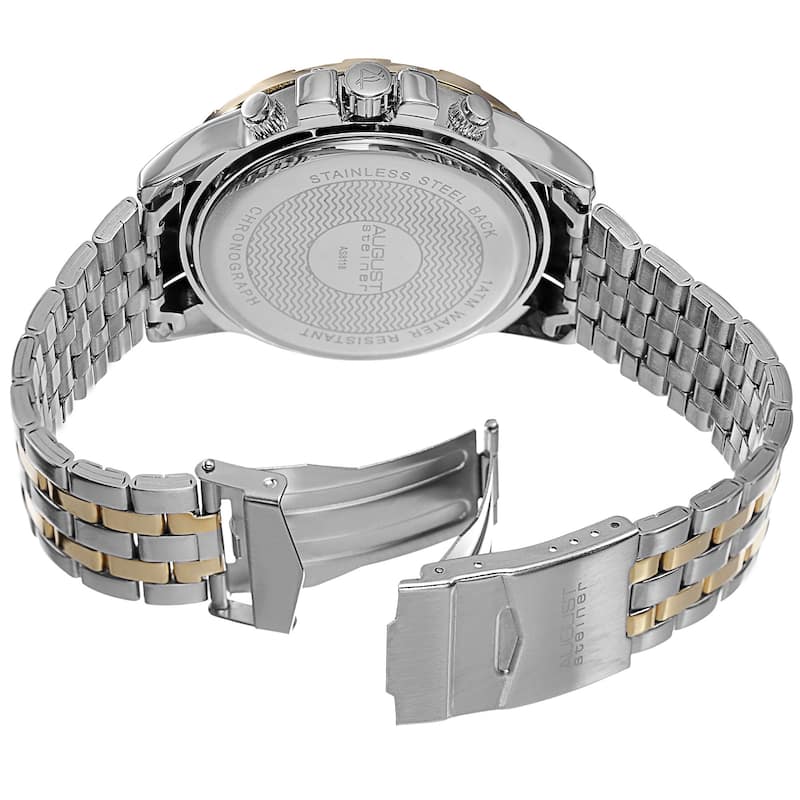 August Steiner Men's Swiss Quartz Chronograph Stainless Steel Two-Tone Bracelet Watch