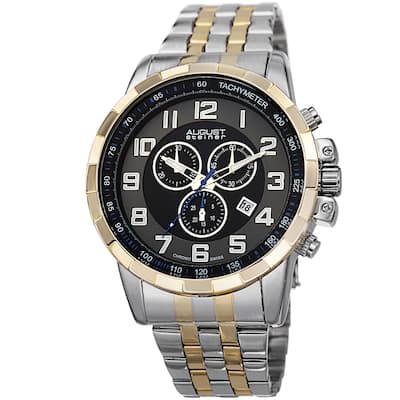 August Steiner Men's Swiss Quartz Chronograph Stainless Steel Two-Tone Bracelet Watch
