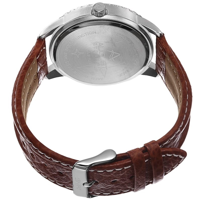 August Steiner Men's Quartz Multifunction Leather Brown Strap Watch