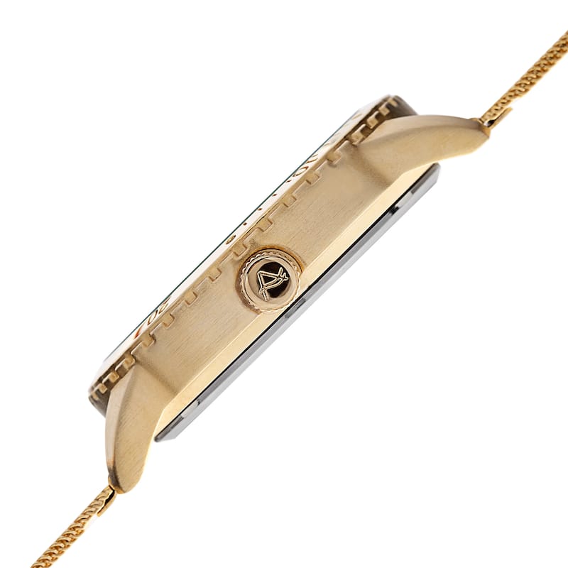 August Steiner Men's Quartz Multifunction Stainless Steel Mesh Gold-Tone Bracelet Watch