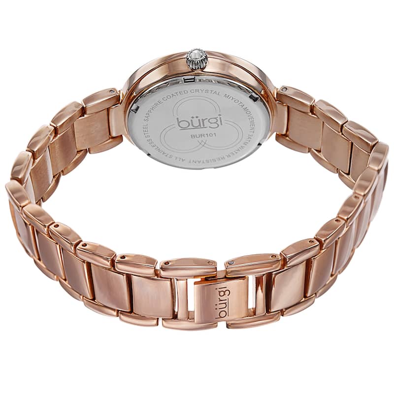 Burgi Women's Quartz Swarovski Crystal Stainless Steel Bracelet Watch