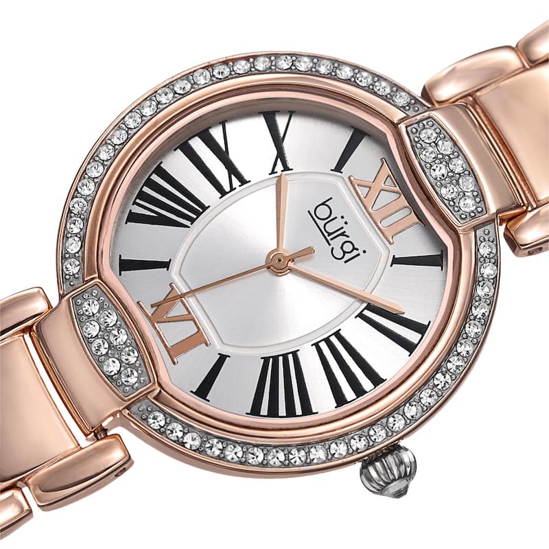 Burgi Women's Quartz Swarovski Crystal Stainless Steel Bracelet Watch