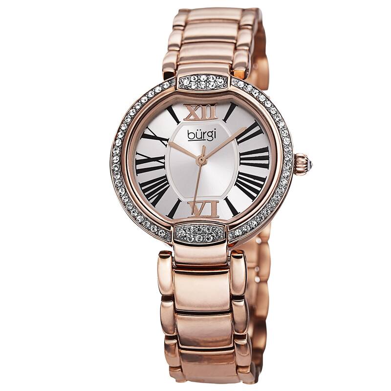 Burgi Women's Quartz Swarovski Crystal Stainless Steel Bracelet Watch
