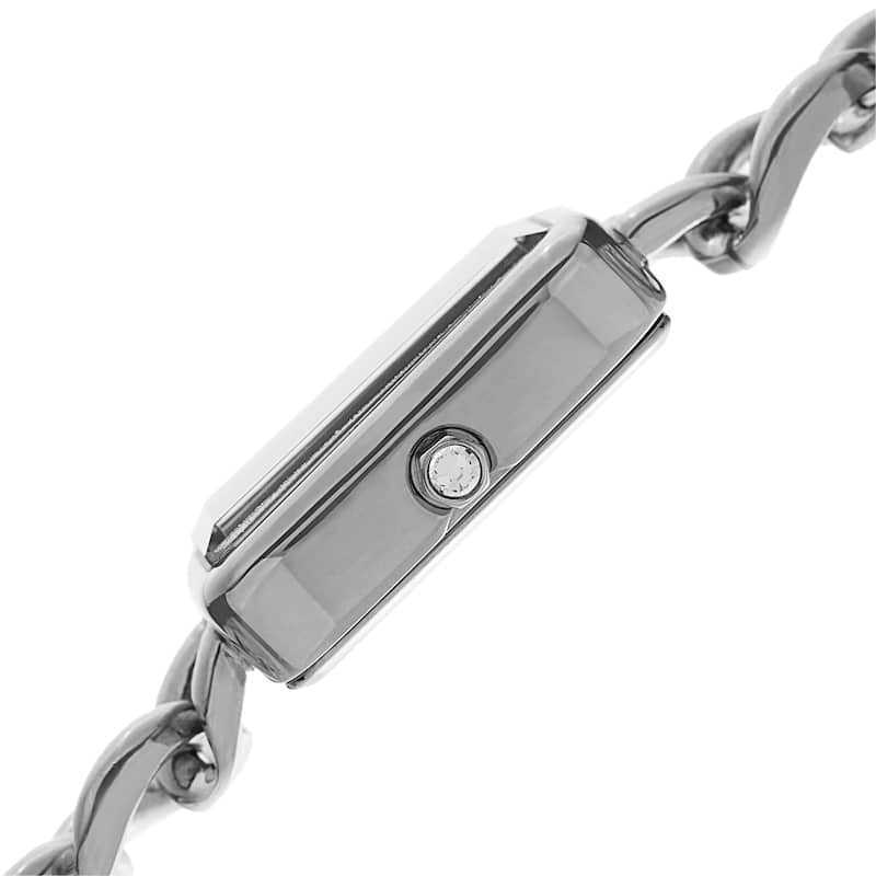 Burgi Women's Swiss Quartz Diamond Chain Link Silver-Tone Bracelet Watch