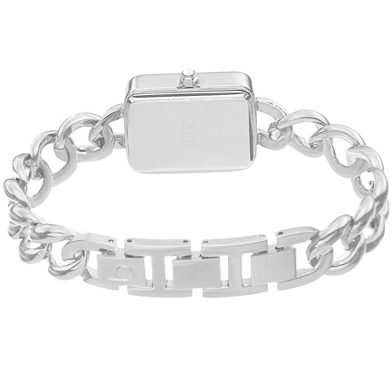 Burgi Women's Swiss Quartz Diamond Chain Link Silver-Tone Bracelet Watch