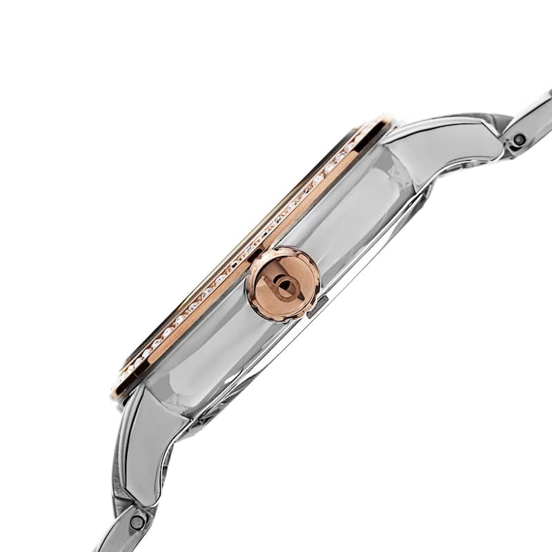 Burgi Women's Swiss Quartz Diamond Stainless Steel Two-Tone Bracelet Watch