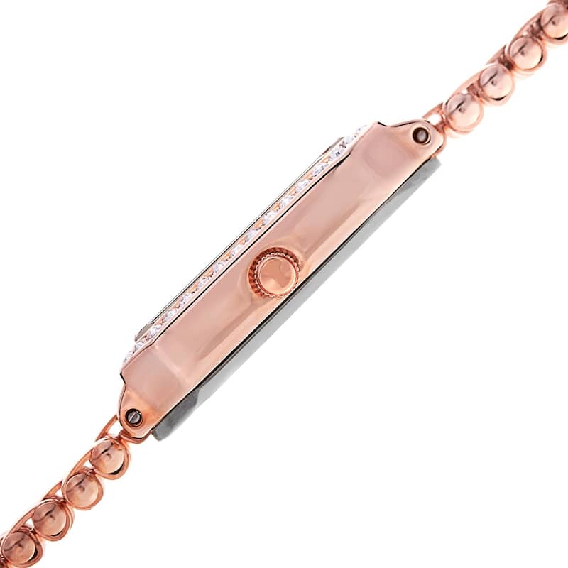 Burgi Women's Swiss Quartz Diamond Stainless Steel Rose-Tone Bracelet Watch