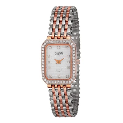 Burgi Women's Swiss Quartz Diamond Stainless Steel Two-Tone Bracelet Watch