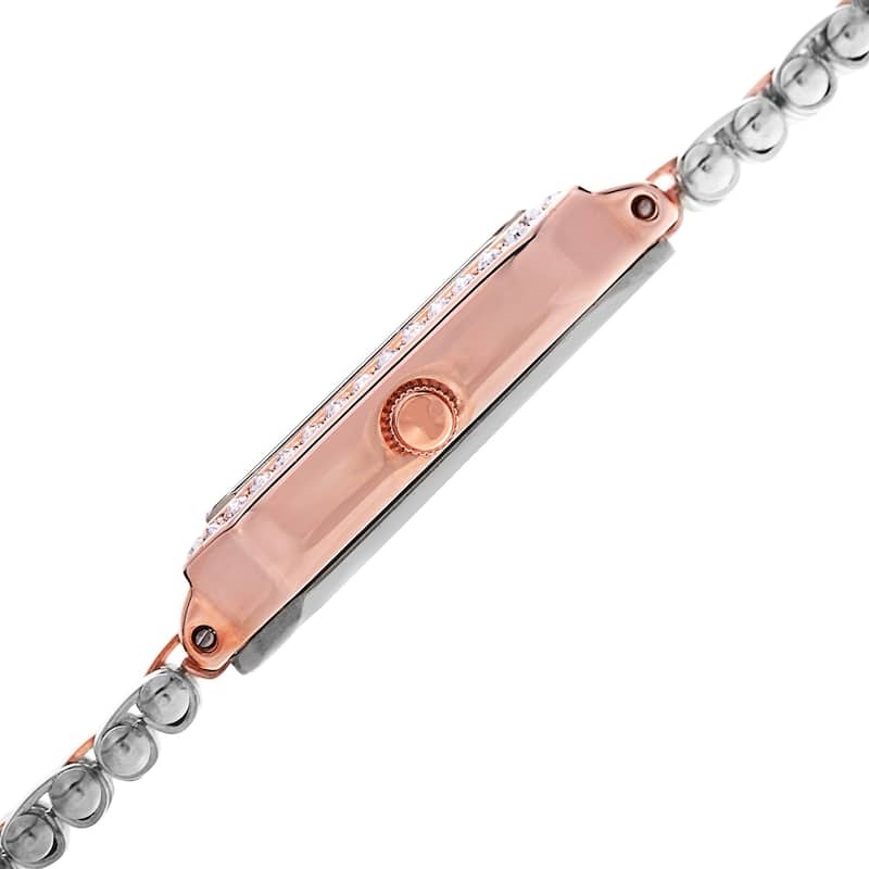Burgi Women's Swiss Quartz Diamond Stainless Steel Two-Tone Bracelet Watch