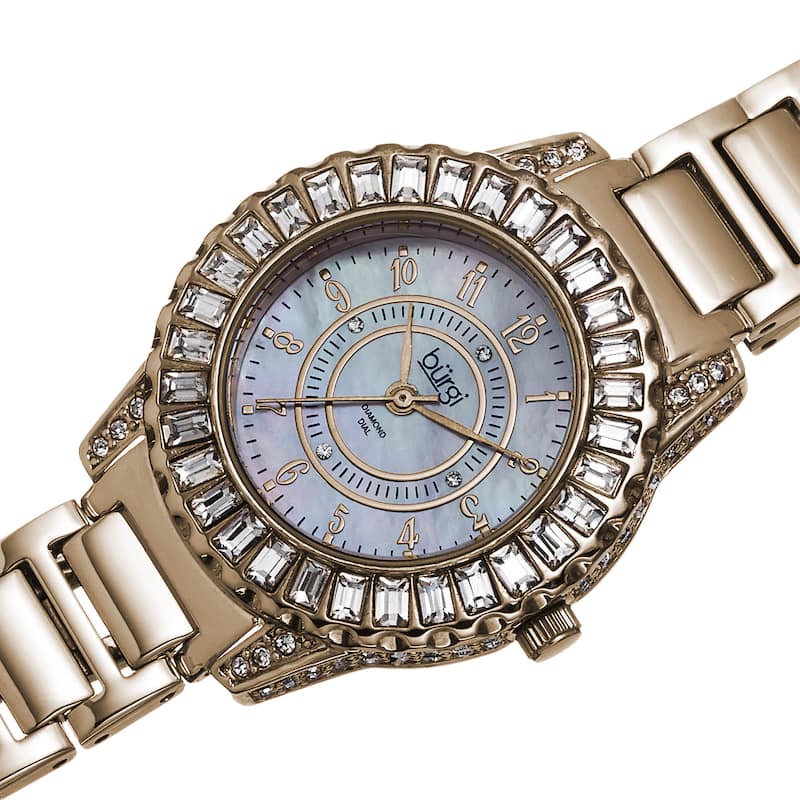 Burgi Women's Swiss Quartz Diamond Gold-Tone Bracelet Watch