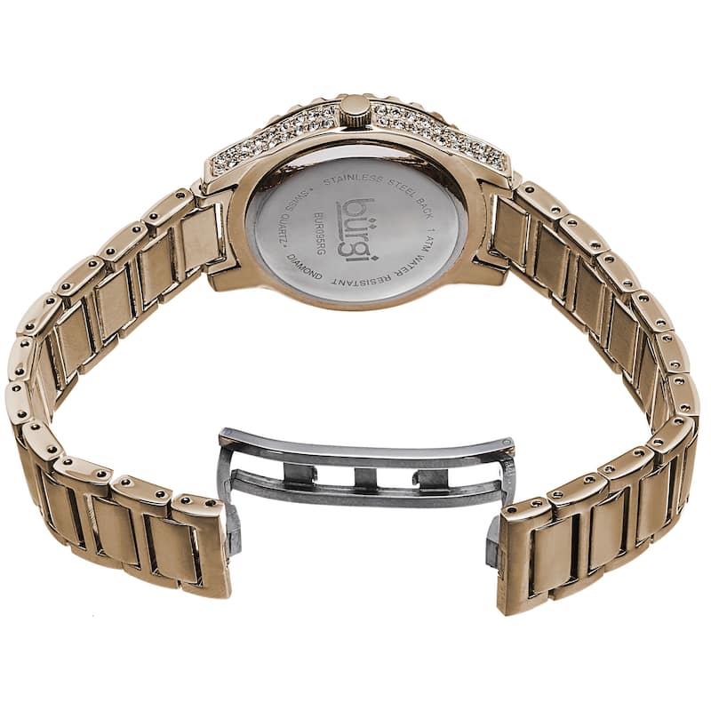 Burgi Women's Swiss Quartz Diamond Gold-Tone Bracelet Watch