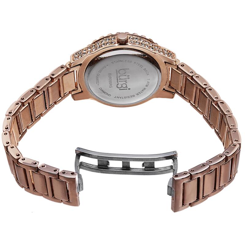 Burgi Women's Swiss Quartz Diamond Rose-Tone Bracelet Watch