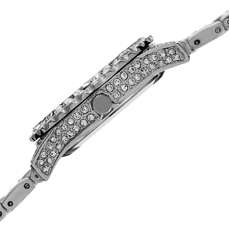 Burgi Women's Swiss Quartz Diamond Silver-Tone Bracelet Watch