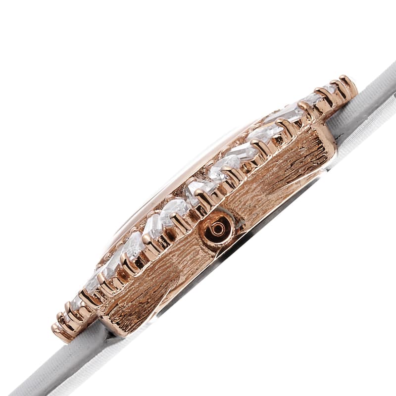 Burgi Women's Swiss Quartz Diamond White Strap Watch