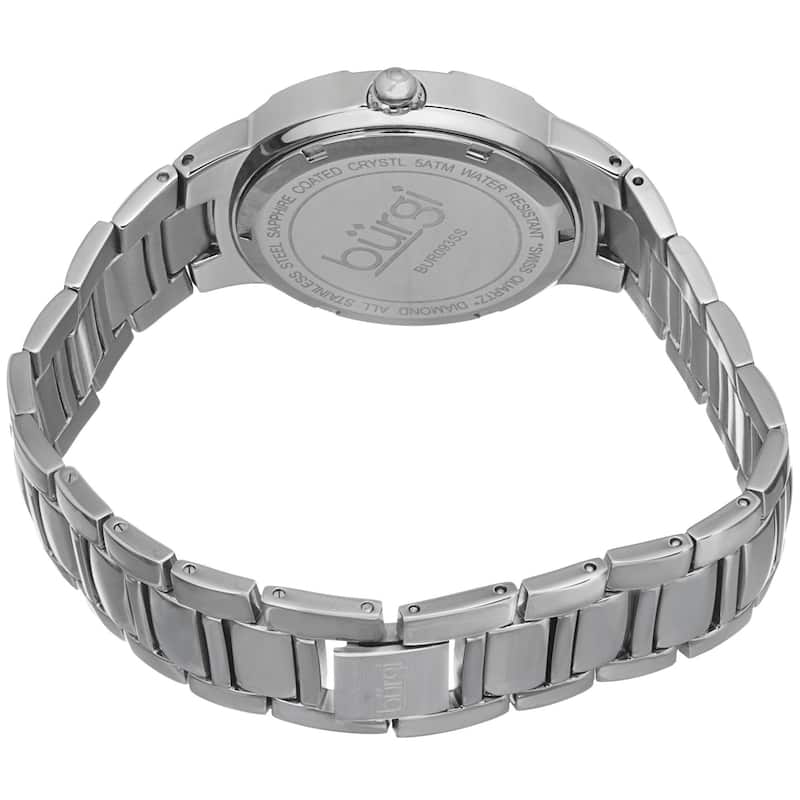 Burgi Women's Swiss Quartz Diamond Stainless Steel Pink Bracelet Watch