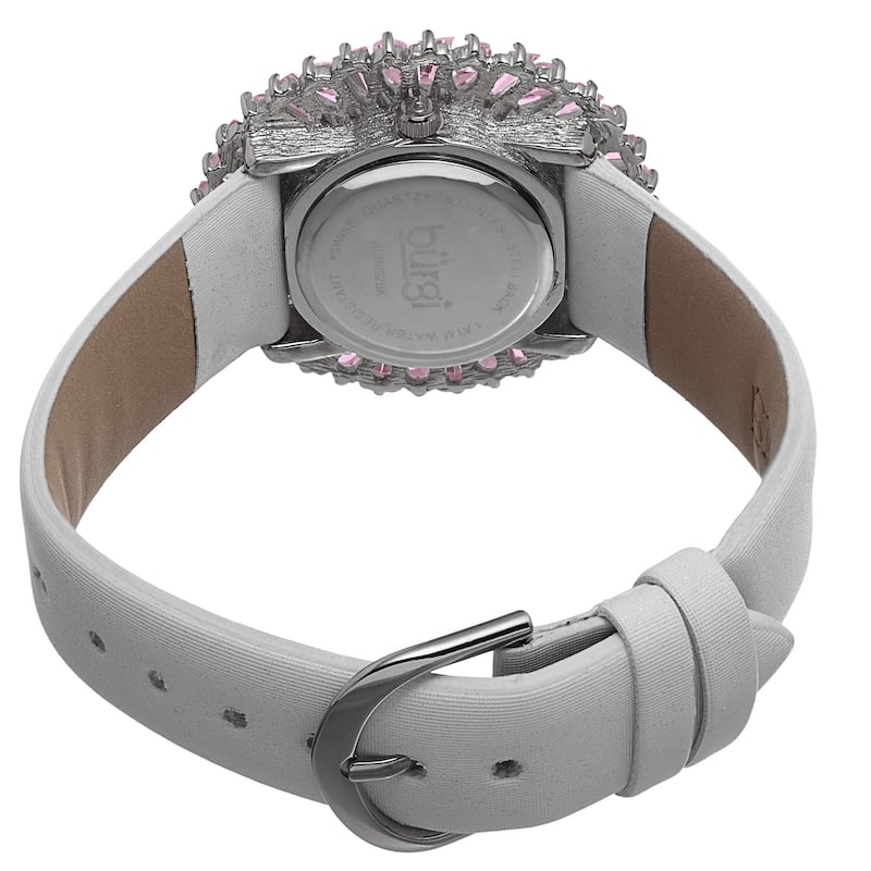 Burgi Women's Swiss Quartz Diamond Pink Strap Watch