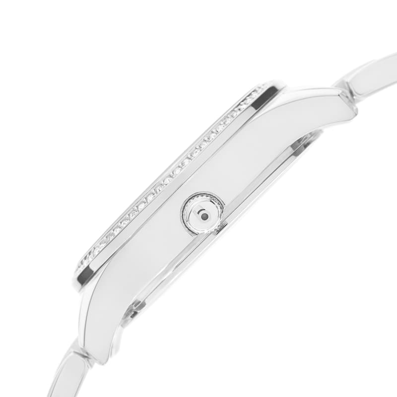 Burgi Women's Quartz Diamond Dial Stainless Steel Silver-Tone Bracelet Watch
