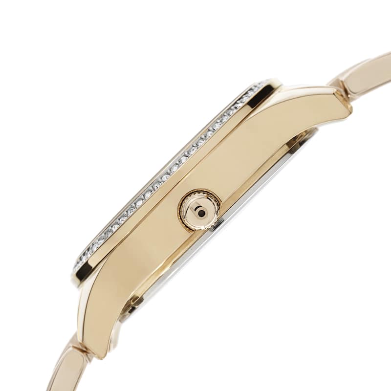 Burgi Women's Quartz Diamond Dial Stainless Steel Gold-Tone Bracelet Watch