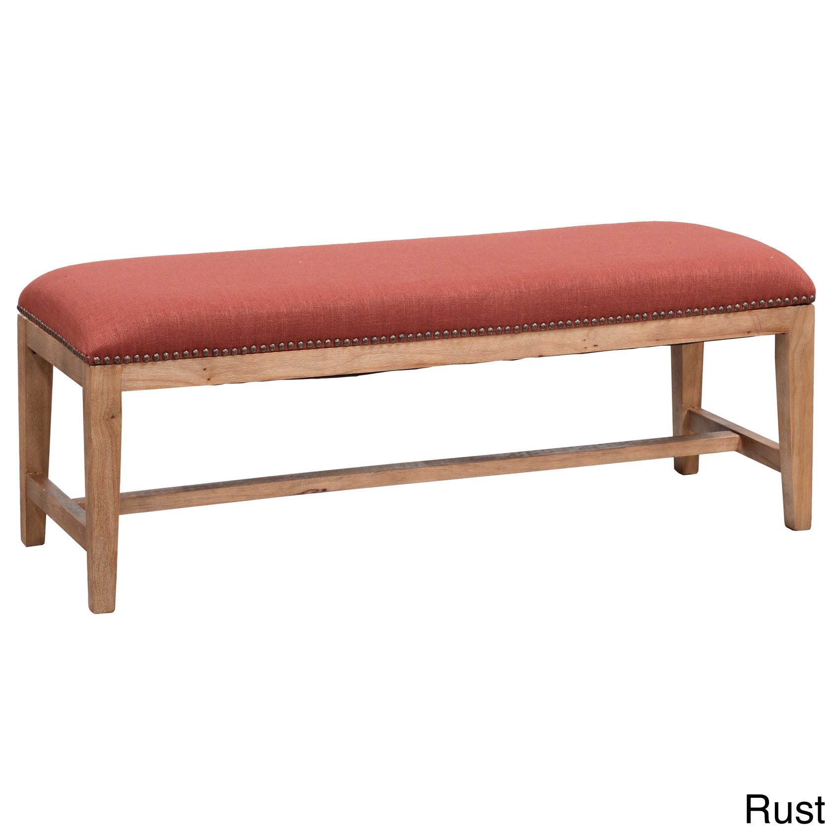 Leno Nailhead Trim Fabric Bench