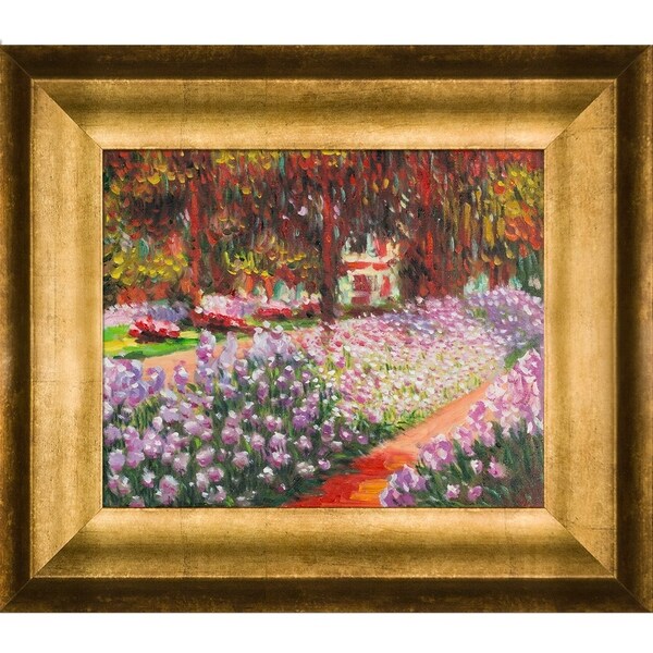 Monet 'Artist's Garden at Giverny' Gallery-Wrapped Canvas Wall good Art (18 in x 24 in, Ready to Hang)