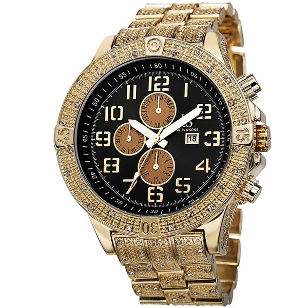 Joshua & Sons Men's Bold Multifunction Dazzling Gold-Tone Bracelet Watch