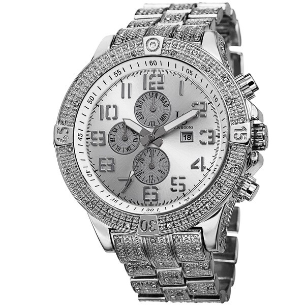 Joshua & Sons Men's Bold Multifunction Dazzling Silver-Tone Bracelet Watch