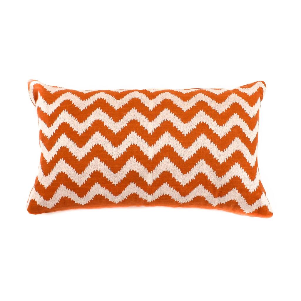Jiti Orange Rust Zig-Zag Geometric Cotton Accent Pillow - 20 x 20