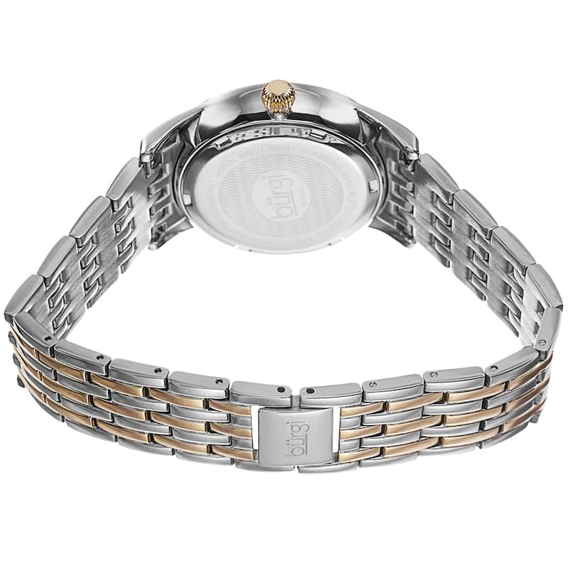 Burgi Women's Quartz Diamond Dial Stainless Steel Two-Tone Bracelet Watch