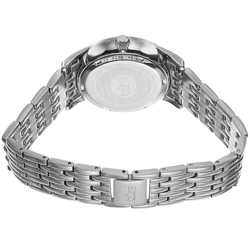 Burgi Women's Quartz Diamond Dial Stainless Steel Silver-Tone Bracelet Watch