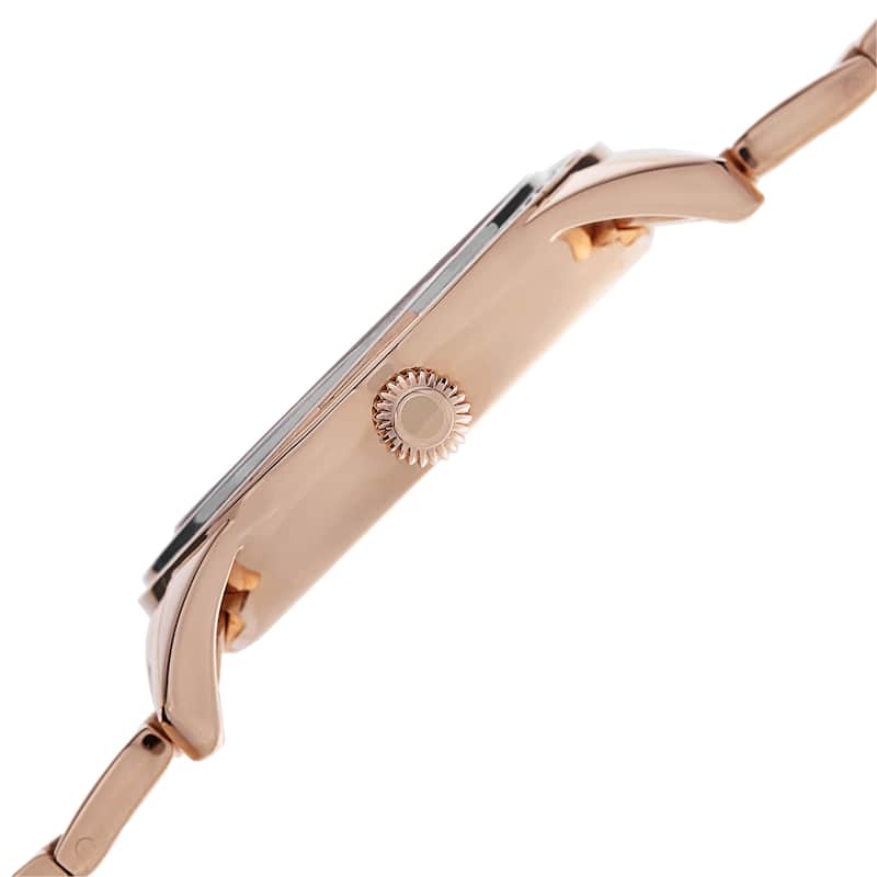 Burgi Women's Quartz Diamond Dial Stainless Steel Rose-Tone Bracelet Watch