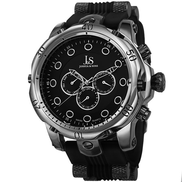 Joshua & Sons Men's Multifunction Swiss Quartz Rubber Strap Watch Joshua & Sons Men's Joshua & Sons Watches