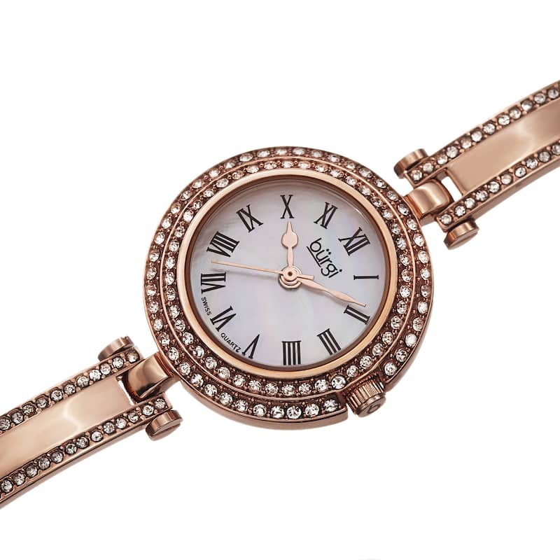 Burgi Women's Swiss Quartz Dial Rose-Tone Bracelet Watch