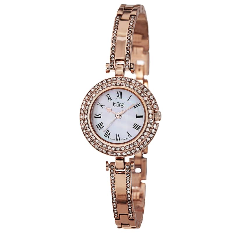 Burgi Women's Swiss Quartz Dial Rose-Tone Bracelet Watch