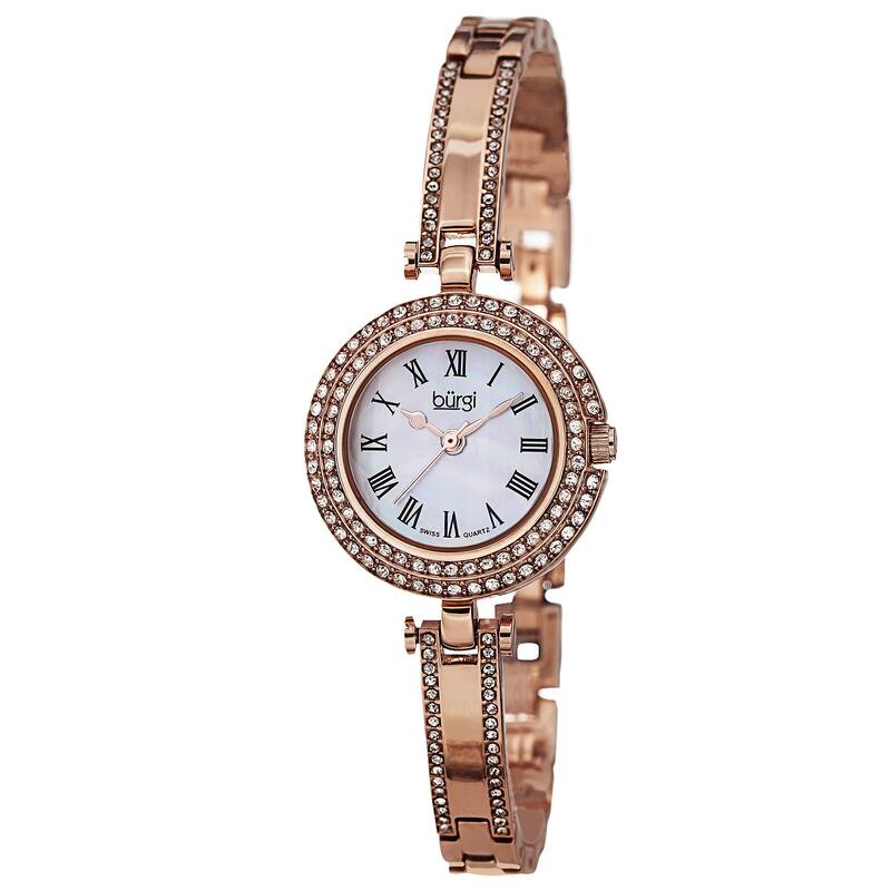 Burgi Women's Swiss Quartz Dial Rose-Tone Bracelet Watch