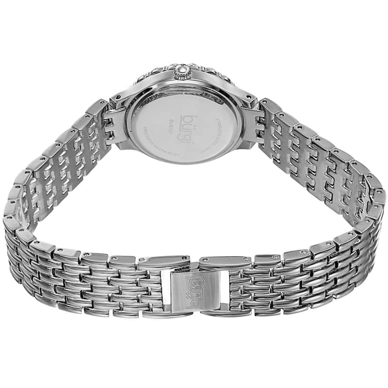 Burgi Women's Swiss Quartz Crystal-Accented Silver-Tone Bracelet Watch