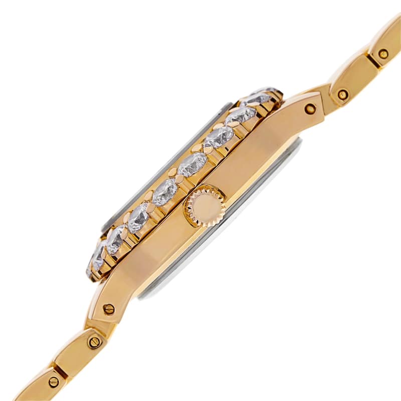 Burgi Women's Swiss Quartz Crystal-Accented Gold-Tone Bracelet Watch