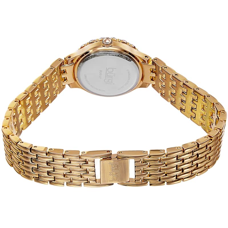 Burgi Women's Swiss Quartz Crystal-Accented Gold-Tone Bracelet Watch
