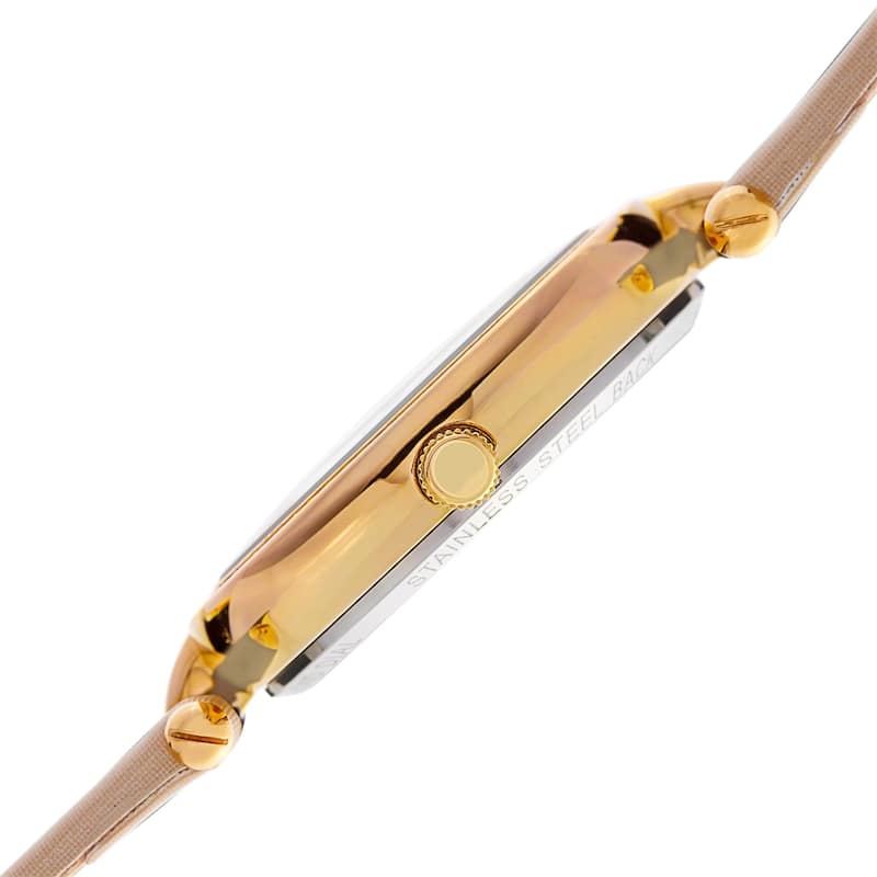 Burgi Women's Swiss Quartz Diamond Dial Satin Gold-Tone Strap Watch