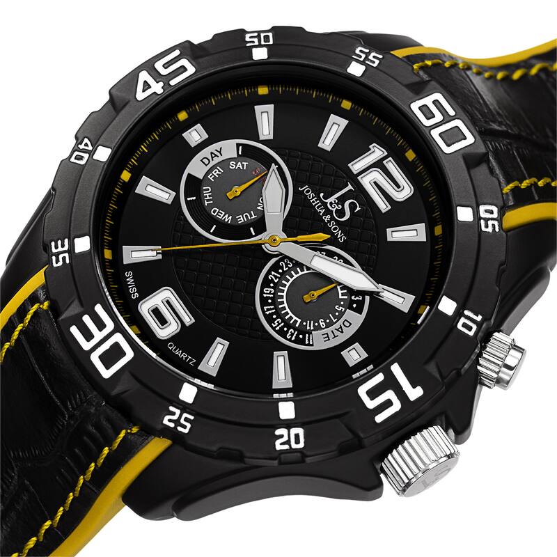 Joshua & Sons Men's Multifunction Swiss Quartz Layered Strap Watch