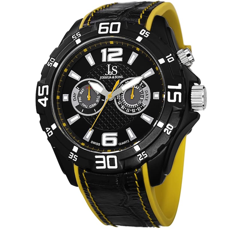Joshua & Sons Men's Multifunction Swiss Quartz Layered Strap Watch