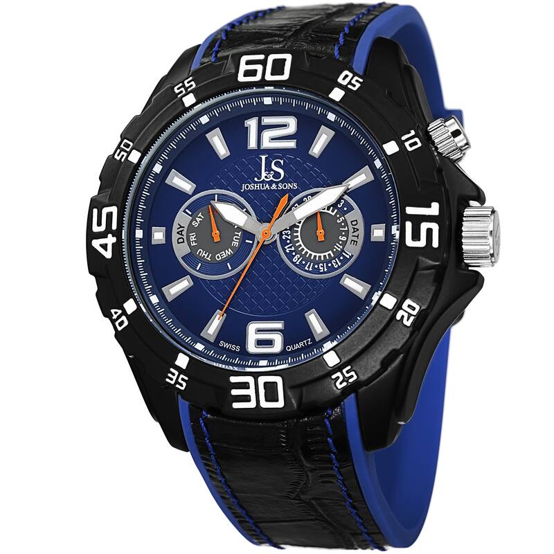 Joshua & Sons Men's Multifunction Swiss Quartz Layered Blue Strap Watch