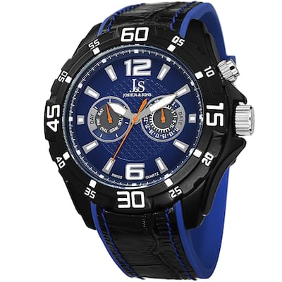 Joshua & Sons Men's Multifunction Swiss Quartz Layered Blue Strap Watch
